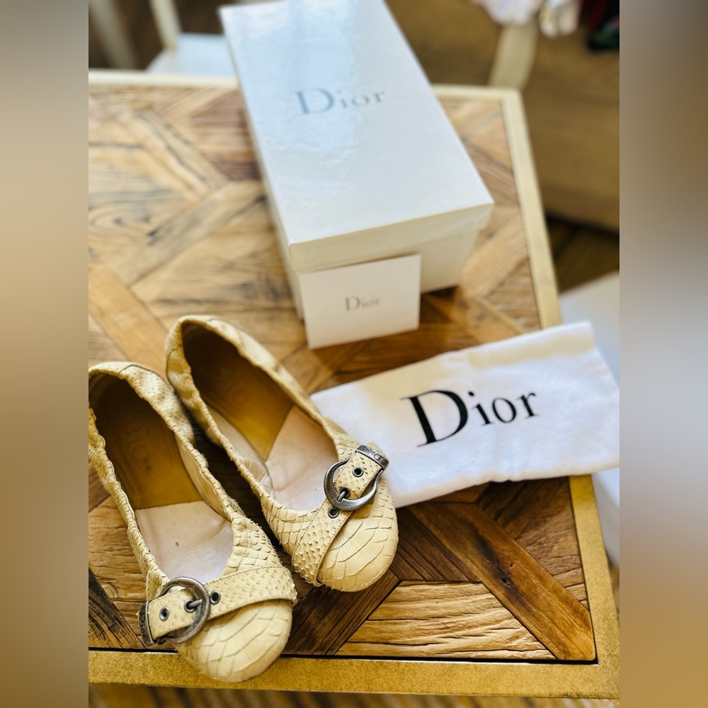 EUC Dior grey snakeskin ballet flats size 37.5